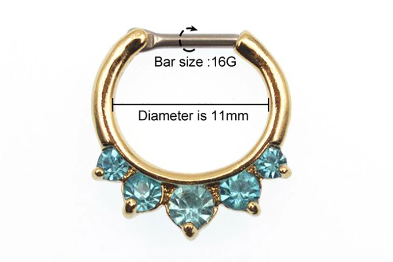 Корпус панк 16 г(1,2 мм) кольцо для носа Daith серьги для ушного хряща нержавеющая сталь обруч с кристаллами разноцветный пирсинг для тела ювелирные изделия для женщин