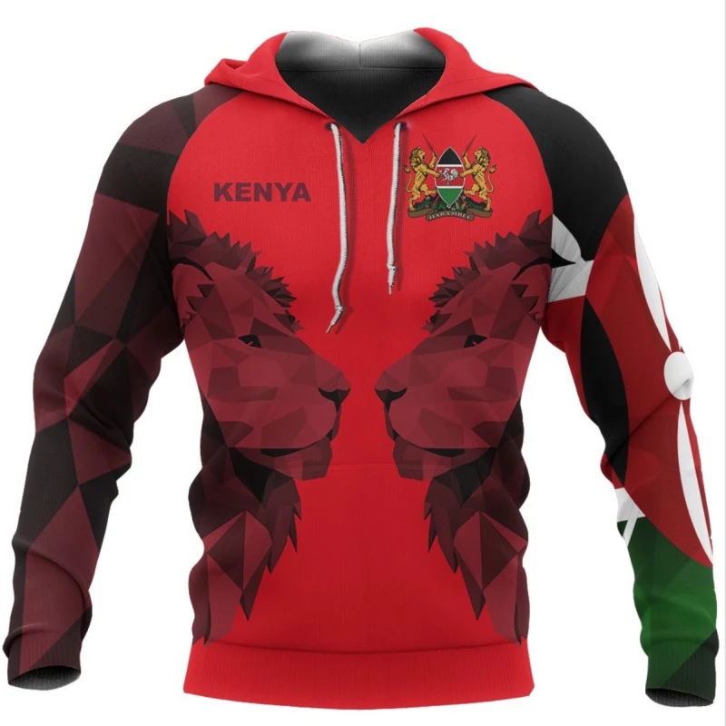 Кенийская толстовка с двойным львом 3D Принт толстовки пуловер Одежда Толстовка
