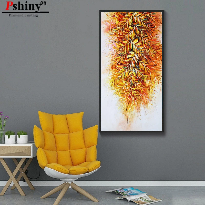 PSHINY DIY 5D Вышивка с бриллиантами продажа абстрактного искусства картины листьев