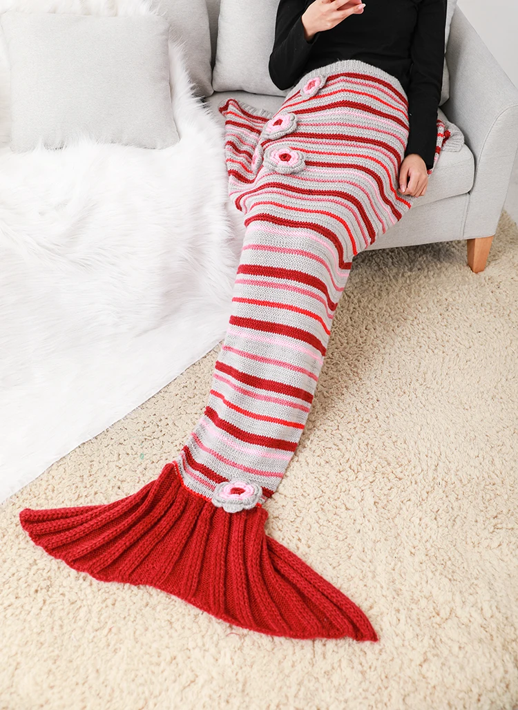 Бесплатная Доставка! Вязаный шерстяной диван-кровать с рыбьим хвостом одеяло для