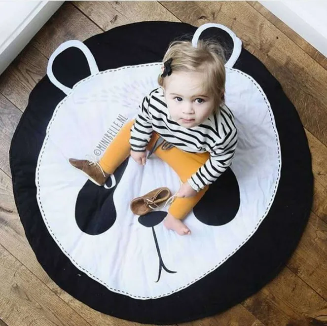 panda 90 см детская игра коврики круглый коврик, мат хлопок Лебедь Ползания одеяло пол ковер для детской комнаты украшения INS подарки для малышей - Цвет: panda