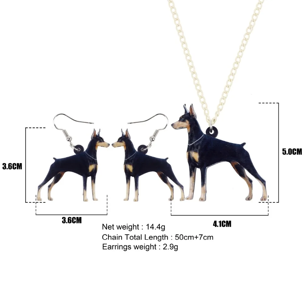 WEVENI акриловые элегантные серьги подвески в виде собаки Doberman ожерелье ошейник