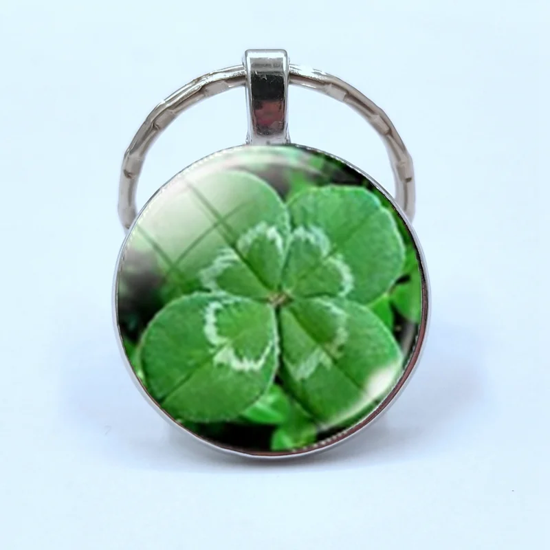 Брелок для ключей Lucky Clover Shamrock Серебряное Стекло ручной работы|Брелоки| |