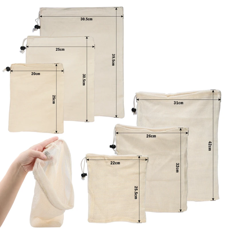 3 шт многоразовый фруктовый овощной мешок продуктовый шоппер веревка шнурок