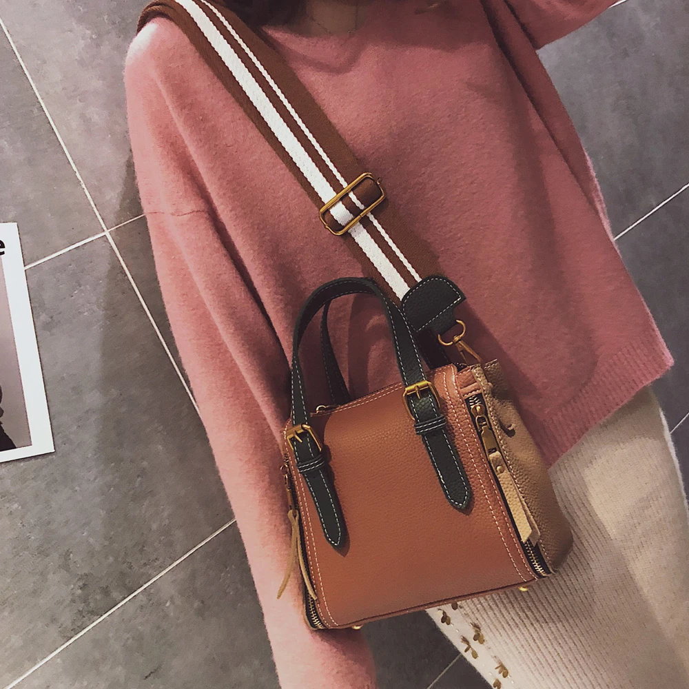 2018 JANESPRI Women Handbags Shoulder Crossbody Bag PU Leather Brand Panelled Casual Designer Top-Handle Tote Female Bolsas | Багаж и