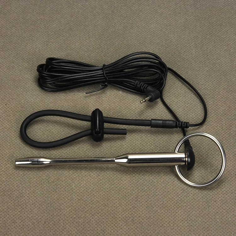 Вибрирующий уретральный звук из нержавеющей стали + регулируемое кольцо для