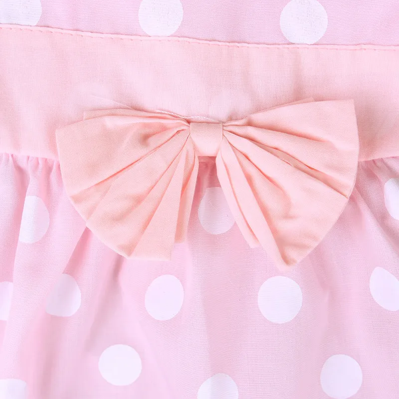 2018 милое платье для маленьких девочек розовое без рукавов в горошек