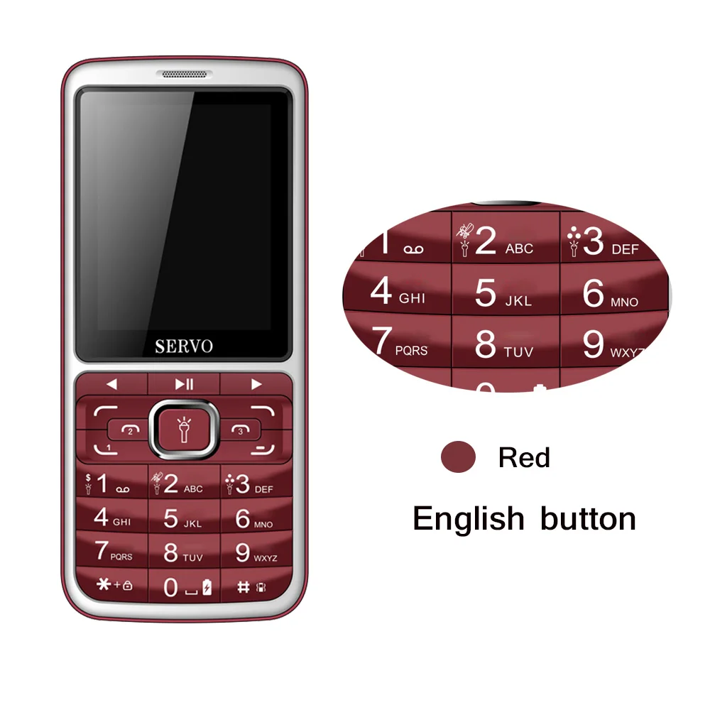 English button Red Телефон SERVO S10 2,8 дюймов 3 sim-карты 2500 мАч четыре цвета мигающий светильник Mosqutio Repellent лампа power bank мобильный телефон - Цвет: English button Red