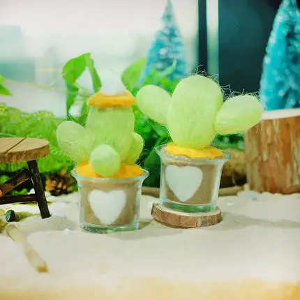 Сочные кактус globule милая вещь японский шерстяной фетр poking весело diy ручной работы]