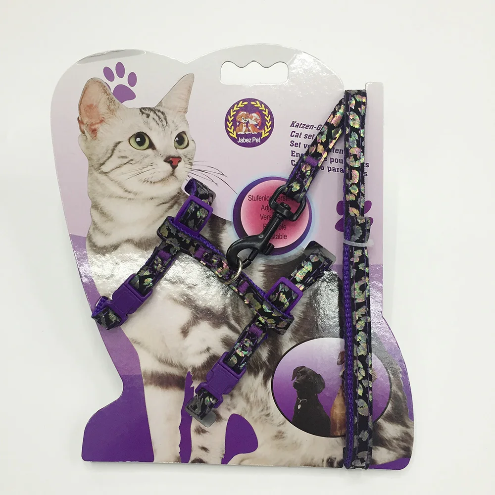 

300 pcs/lot New Pet Dog Leashes and Collars Set Puppy Leads for Small Dogs Cat Adjustable Leathe Cat Harness Pet Accessories
