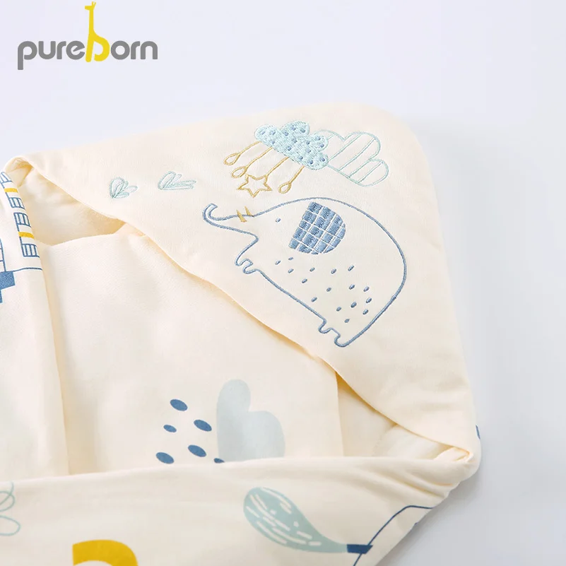 Pureborn/Пеленальное Одеяло для новорожденных мальчиков и девочек с капюшоном