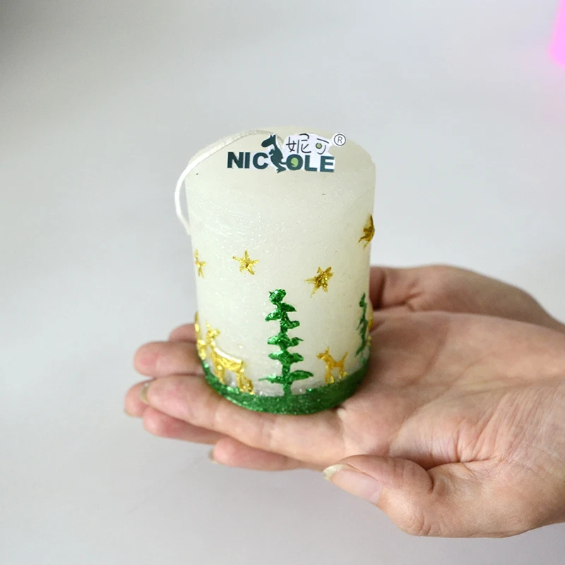 Силиконовая форма для свечей Nicole цилиндрическая с рисунком дерева и оленя ручная