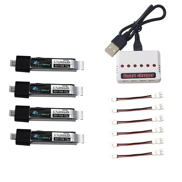 Фиолетовый Обновленная батарея 3,7 V 200mAh для V911 F929 F939 с(6 в 1) USB зарядным устройством для WLtoys V911 F929 F939 RC вертолет 551148 батарея - Цвет: Фиолетовый