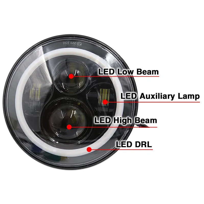 Черная 7 дюймовая фара halo angel eyes для Jeep Wrangler JK TJ Hummer Toyota Defender ''светодиодная harley