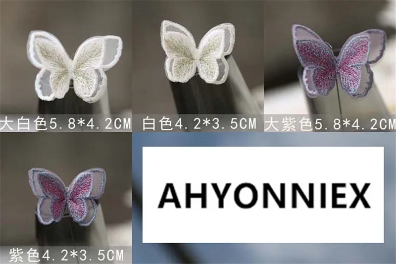 AHYONNIEX 10 шт. двухслойные оргэнди бабочки патчи Вышивка Ткань наклейки невесты