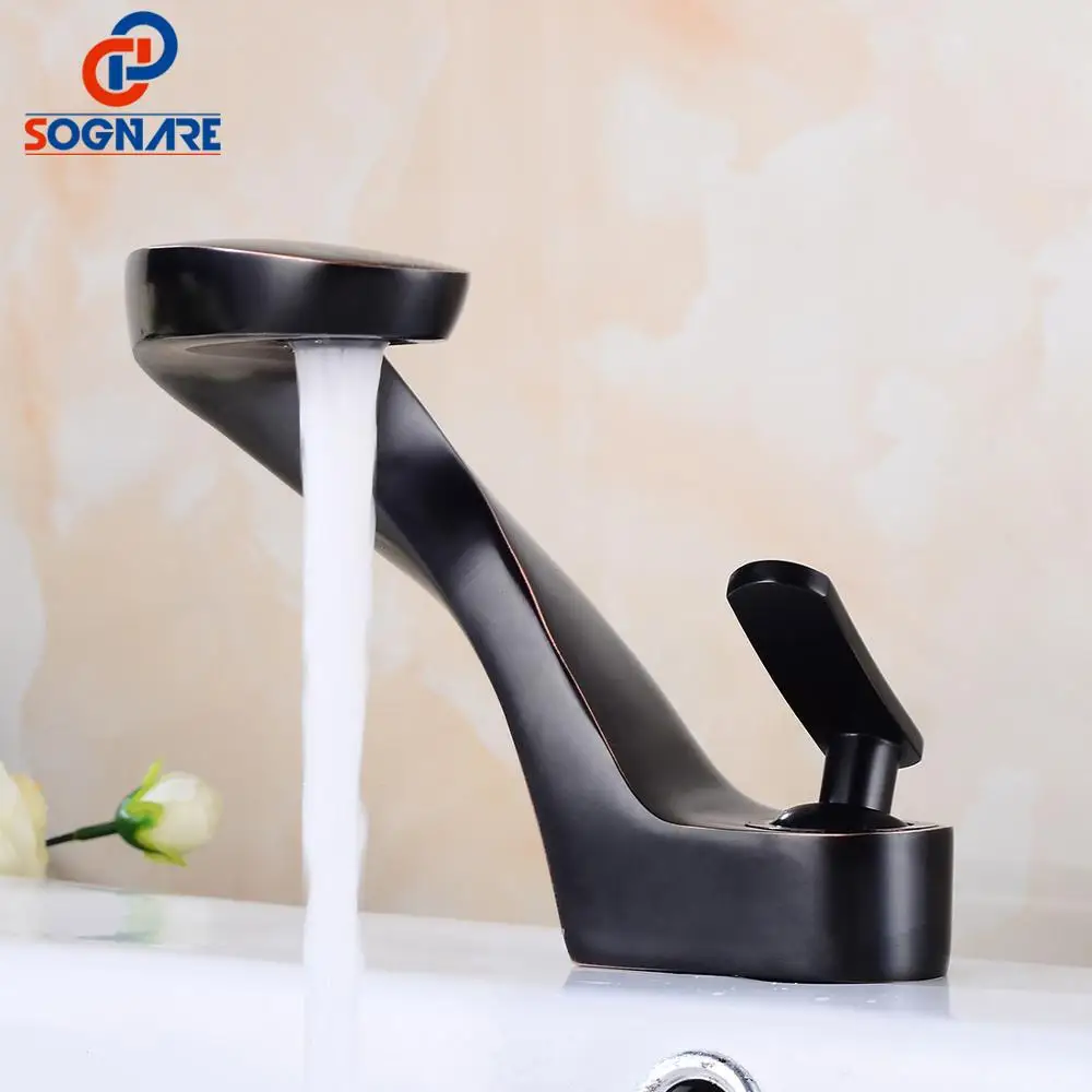 

SOGNARE Basin Faucet For Bathroom Basin Mixer Tap Single Handle Hot Cold Water Tap Oil Rubbed Bronze Wash Basin Taps Torneira