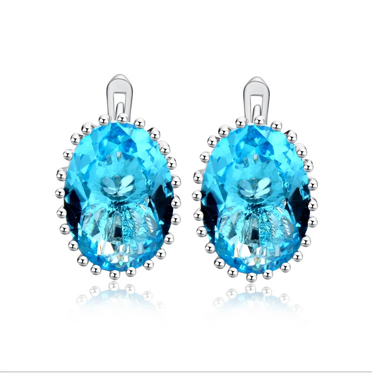 Овальные драгоценные камни небесно голубой циркон посеребренные серебряные