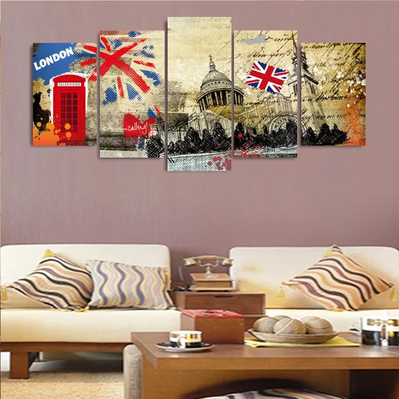 5 шт. холст искусство Европа вывеска Лондонское здание настенные картины печать