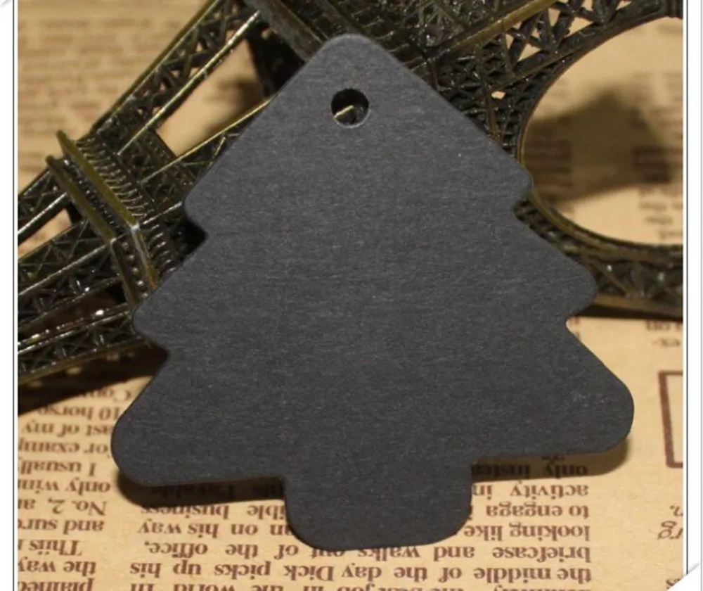 100 шт. пустые коричневые крафт-бумаги в форме рождественской елки бумажные бирки