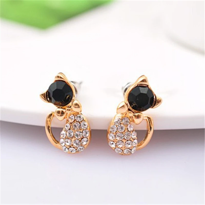 2019 женские горячие модные изысканные маленькие кошачьи бант черные хрустальные