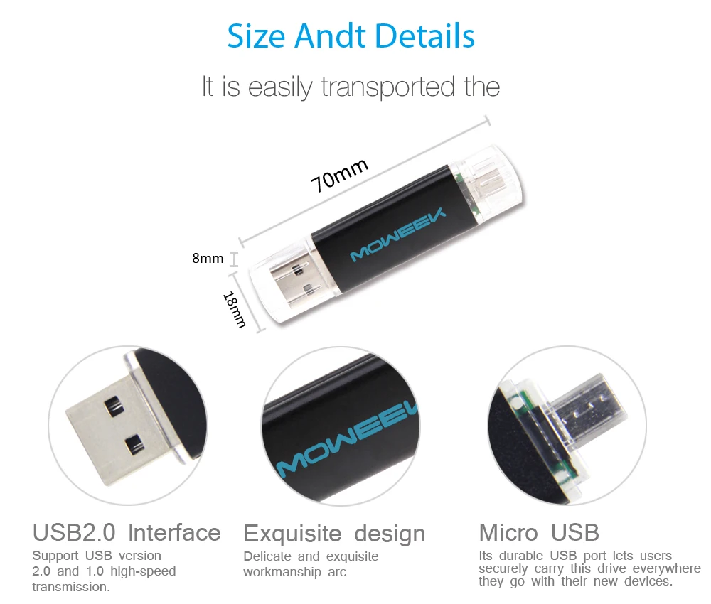 Moweek Модный Цветной OTG USB флеш-накопитель 64 Гб металлический флеш-накопитель 4 ГБ 8 ГБ 16 ГБ флеш-накопитель 32 Гб usb карта памяти U диск в подарок