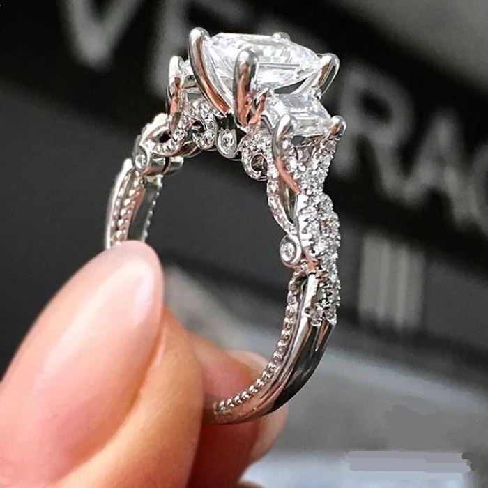 Размер 5-10 хит высокое качество роскошные ювелирные изделия квадратное серебро 925