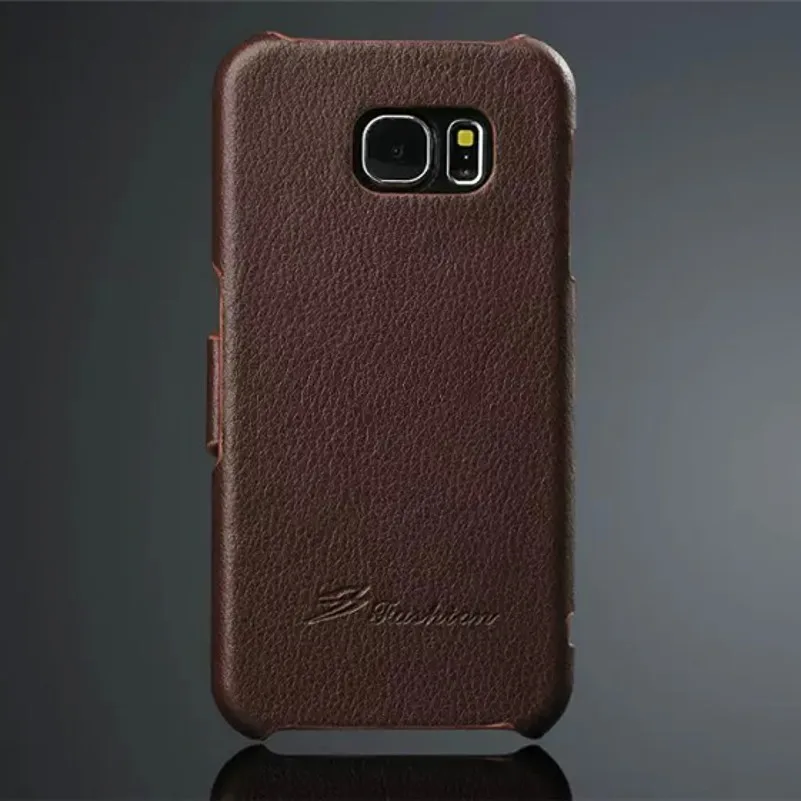 Роскошный чехол с текстурой личи для Samsung S6 ретро откидной крышкой из коровьей