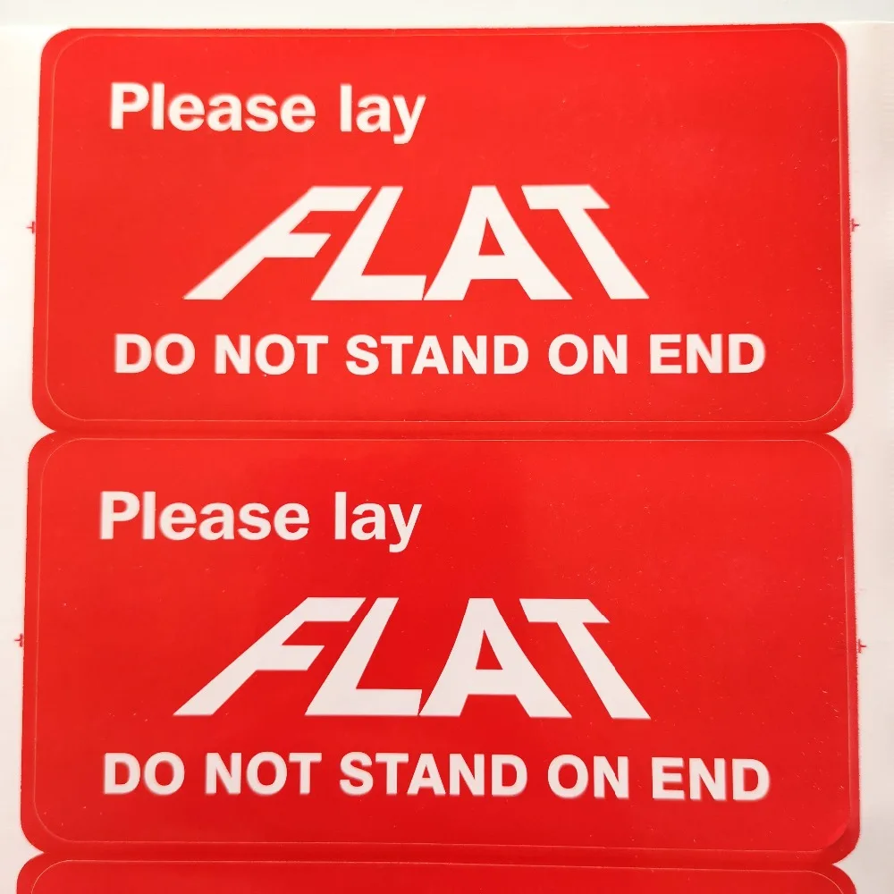 180pcs/lot 12x6cm LAY FLAT, DO NOT STAND ON END self adhesive packaging label sticker, Item No.DN25