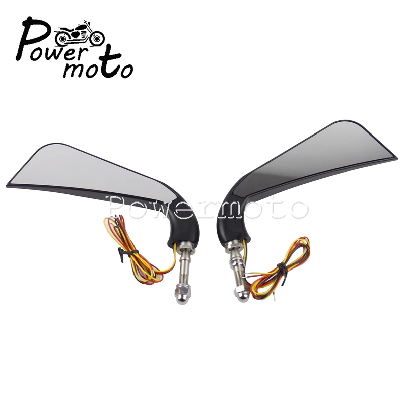 12 шт. LED черное Кафе Racer зеркала заднего вида мотоцикла алюминиевый топор боковое