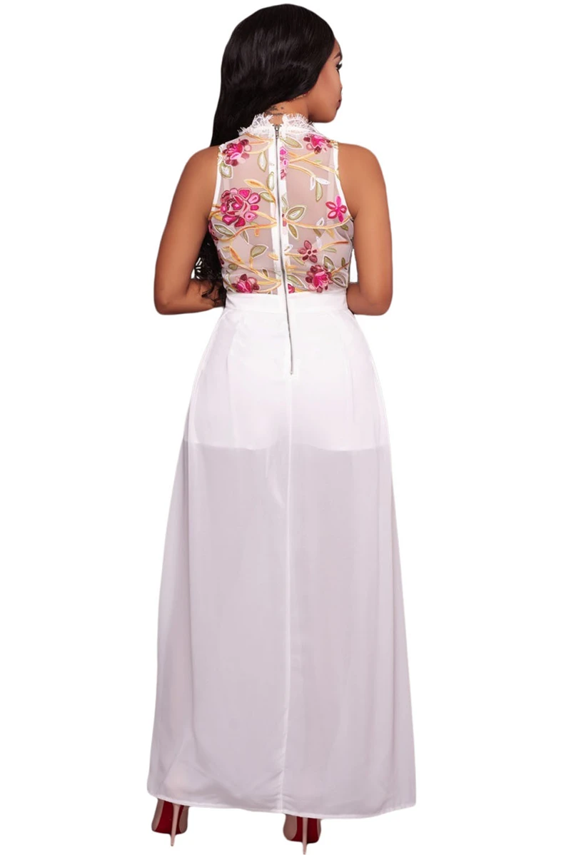 Женский Короткий комбинезон с оборками Летний цветочной вышивкой модель AB166