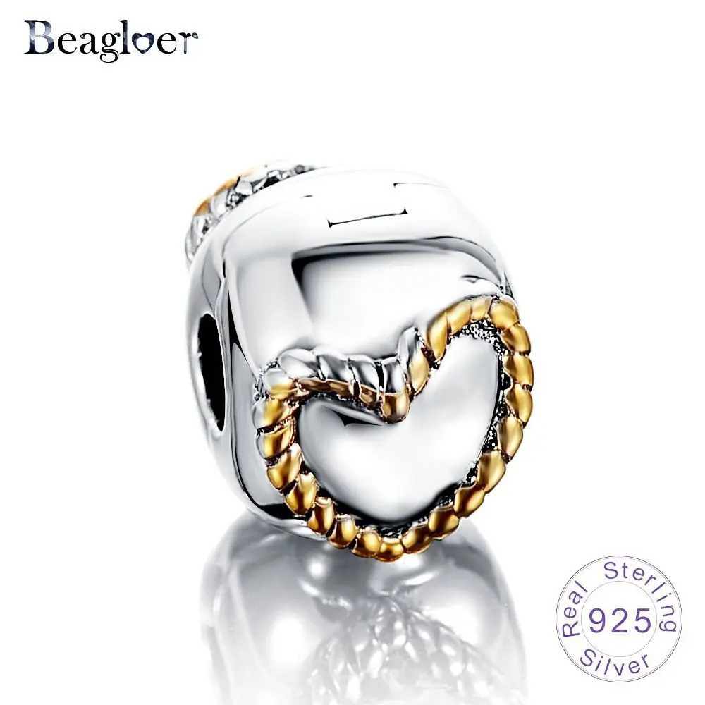 Beagloer 100% 925 пробы Серебряные Бусины Fit Pandora браслет & Цепочки и ожерелья Для женщин