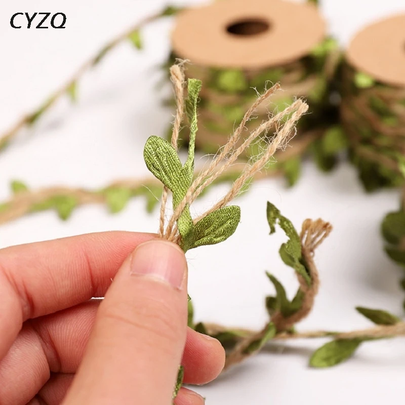 2 м 5 DIY искусственные листья шпагат Вощеная Веревка с листьями шелковые цветы