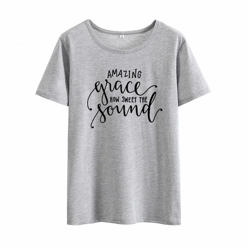 Потрясающая грация как мило звук печати летние футболки для женщин короткий