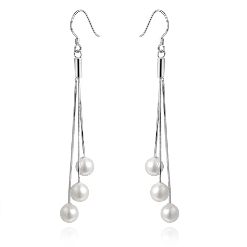 

Женские серьги с кисточками, длинные серьги из серебра 2018 пробы с 3 линиями, 925