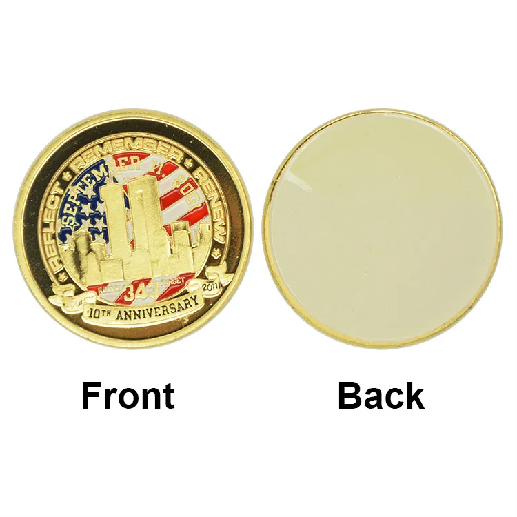 Нью Йорк 9/11 позолоченная монета оптовая продажа памятная с круглый пластиковый