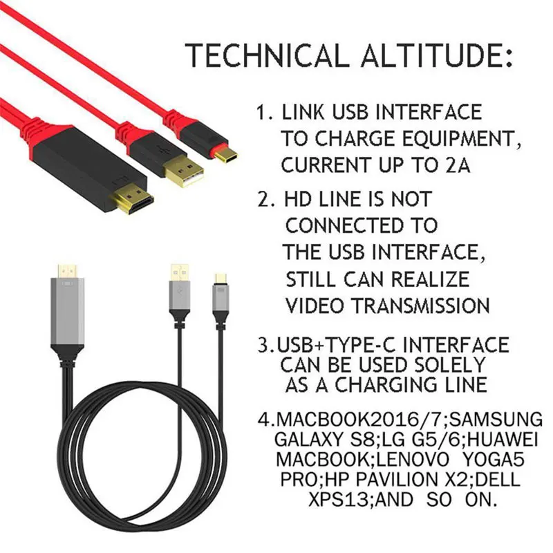 Кабель AHHROOU 2M USB Type-C HDMI кабель Type C папа-папа для MacBook Samsung Xiaomi USB-C 4K HD синхронно |