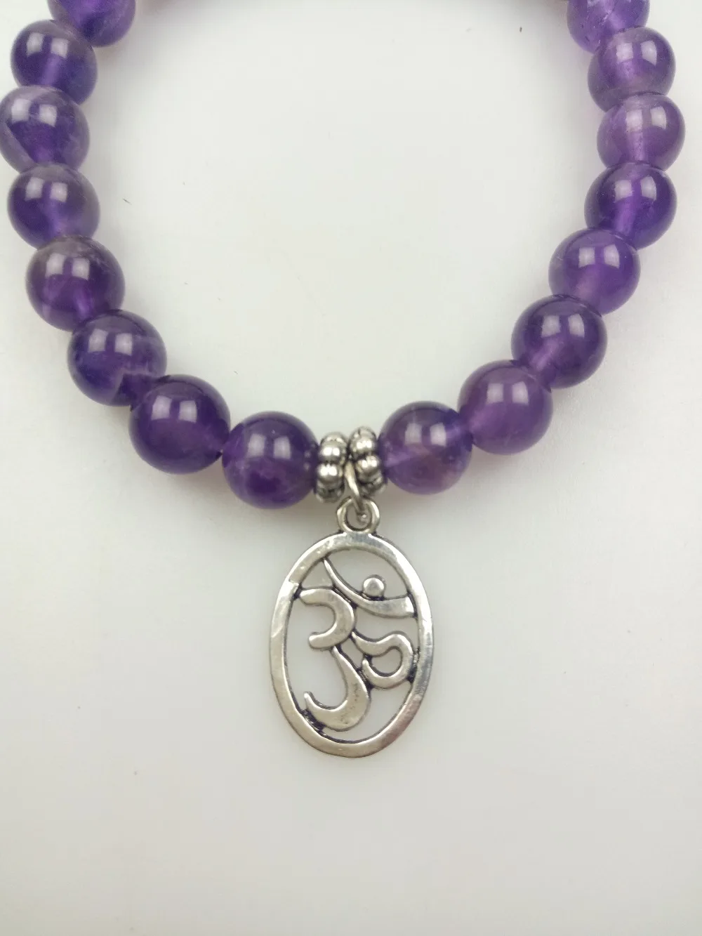 Модные браслеты 8 мм Фиолетовый кварцевый браслет 3D полый кулон фиолетовые