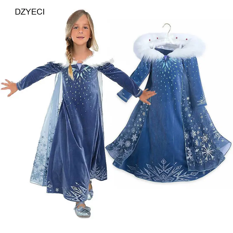 DZYECI Elza/платье для девочек; карнавальные костюмы для детей-подростков; Снежная королева; Снежинка; кружевное платье принцессы; детское платье для костюмированной вечеринки