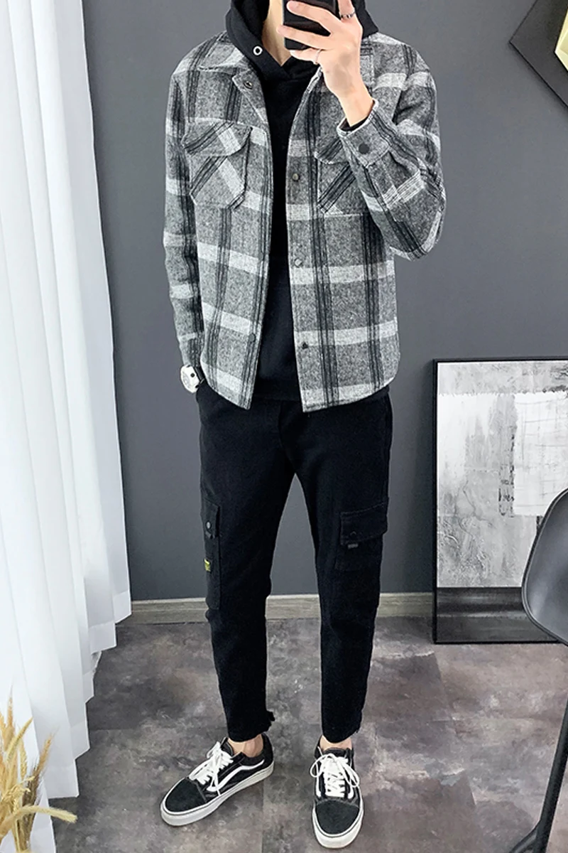 Мужская повседневная куртка Новинка осени и зимы 2019 Корейская приталенная