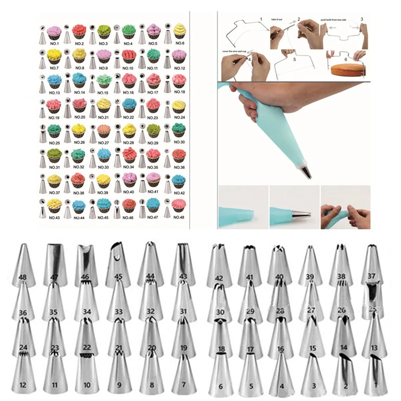 106PCS/Set Cake Decorating Tools Icing Tips Turntable Pastry Bags Couplers Piping Nozzle Baking Tools Set For Cupcakes Cookies