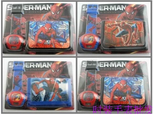 Free shipping wholesale New 12PCS spider-man projection Wristwatch watch and Purses Wallets Children Gifts | Наручные часы
