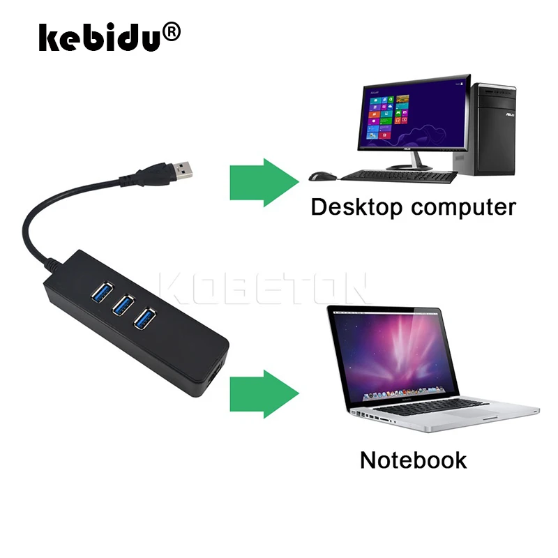Высокая скорость 3 Порты USB 0 концентратор 10/100/1000 Мбит/с на RJ45 Gigabit Ethernet LAN проводной