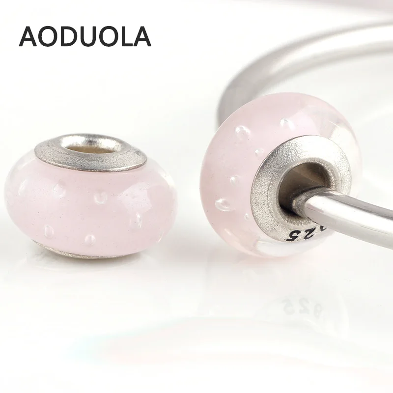 Стеклянные бусины AODUOLA с голубым или розовым основанием круглые в стиле сделай