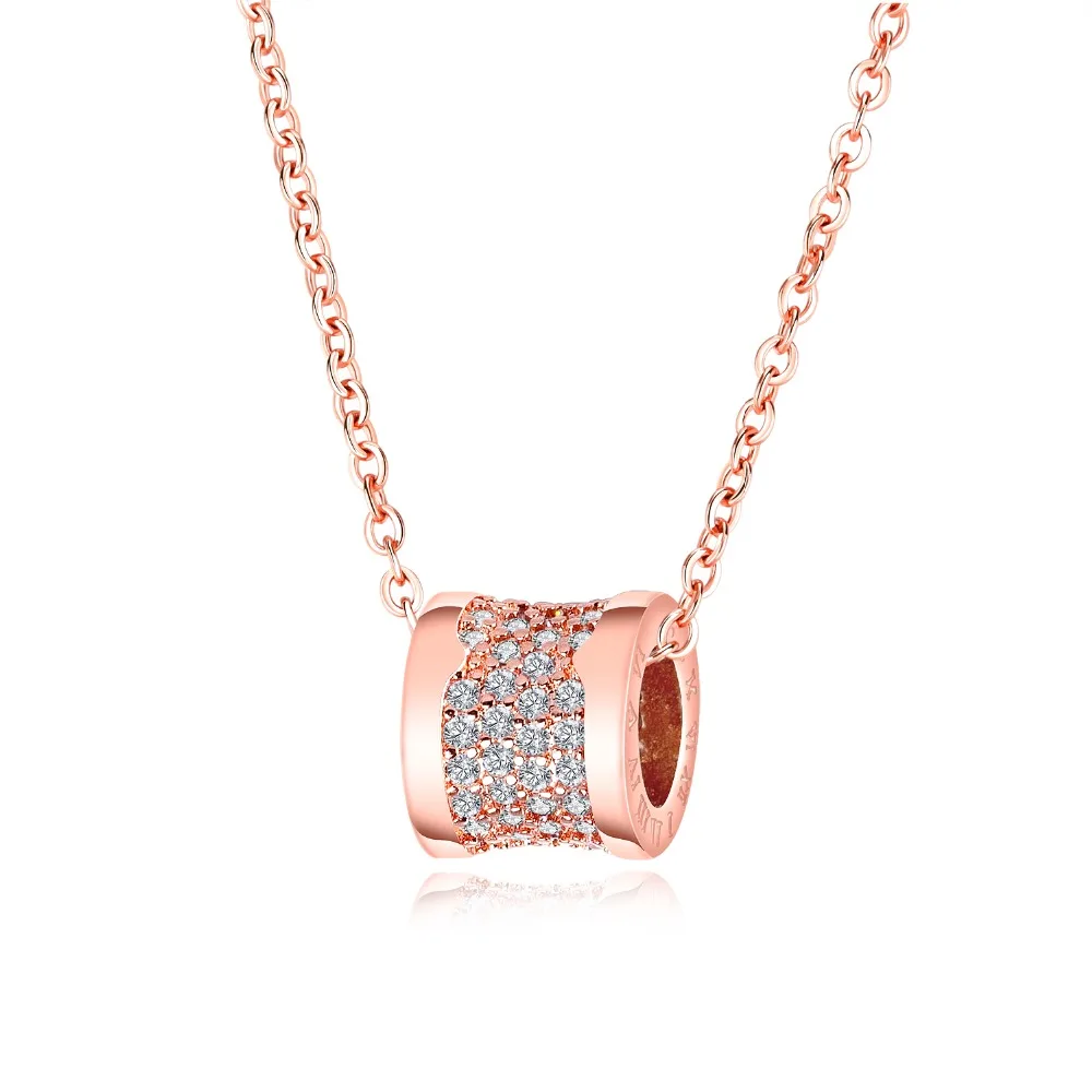 Rose gold wide-brimmed ladies wedding pendant necklace jewelry fashion stainless steel crystal 3-KX700 | Украшения и аксессуары