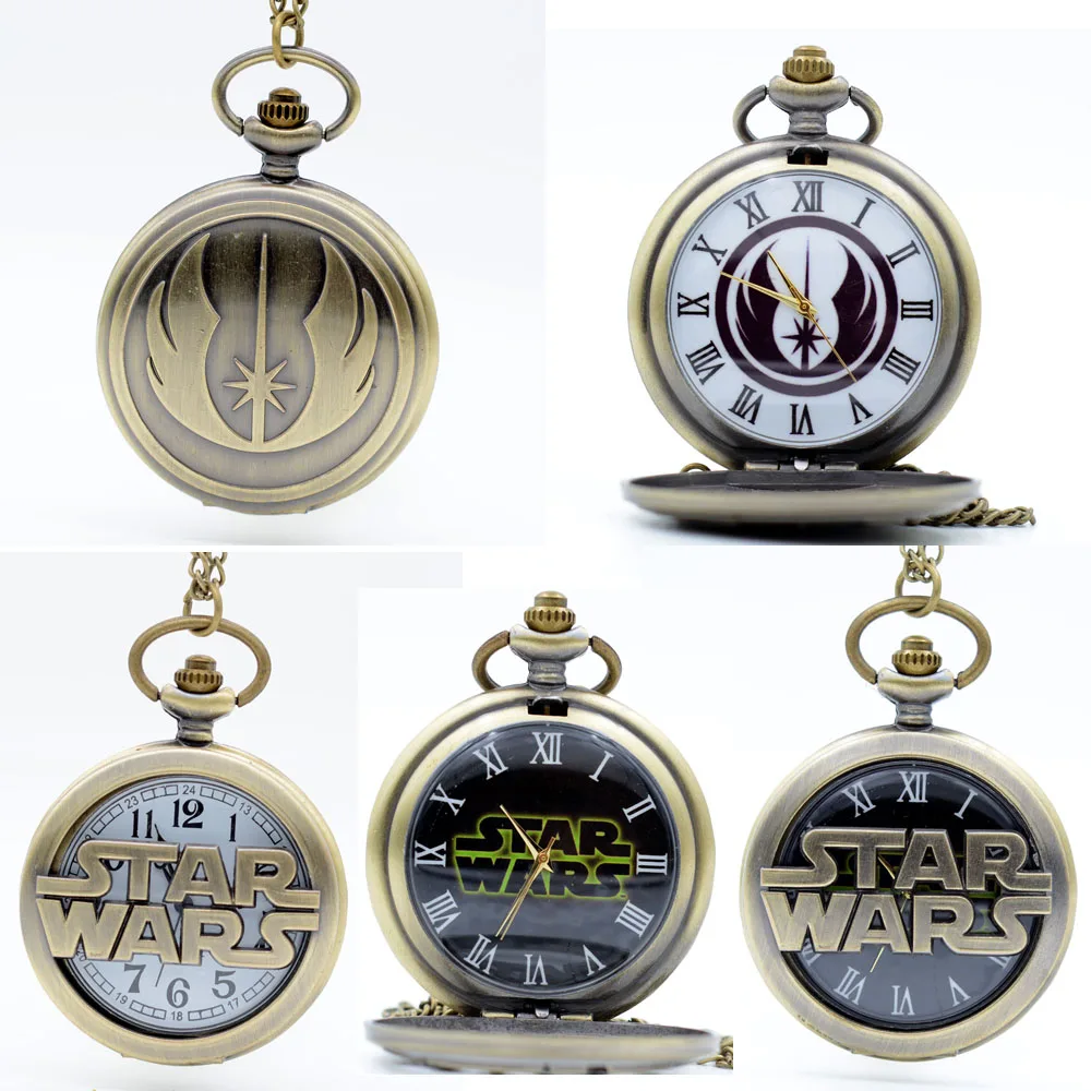 Модные часы STAR WARS Jedi с черным циферблатом Sci fi фильмы кварцевые карманные