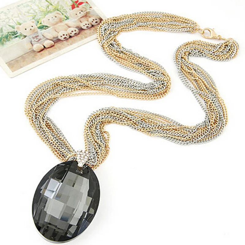 Fashion Beautiful Hight Quality Multilayers Chain Faceted Gem Rhinestone Pendant Necklace | Украшения и аксессуары