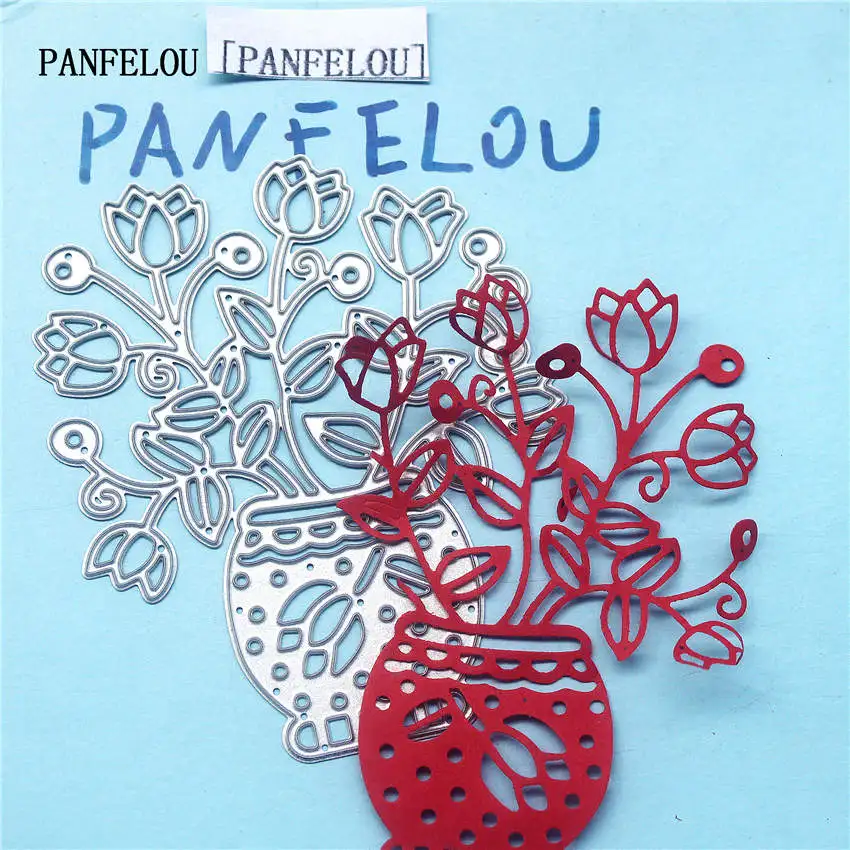 PANFELOU металлическая поделка Сияющий цветочный горшок бумажные высекальные