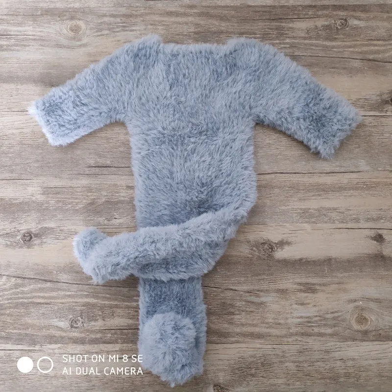 Gray blue Новорожденный ребенок наряды с медведем фотографии реквизит, ручной работы пушистые фотографии платье для новорожденных фотографии реквизит - Цвет: Gray blue
