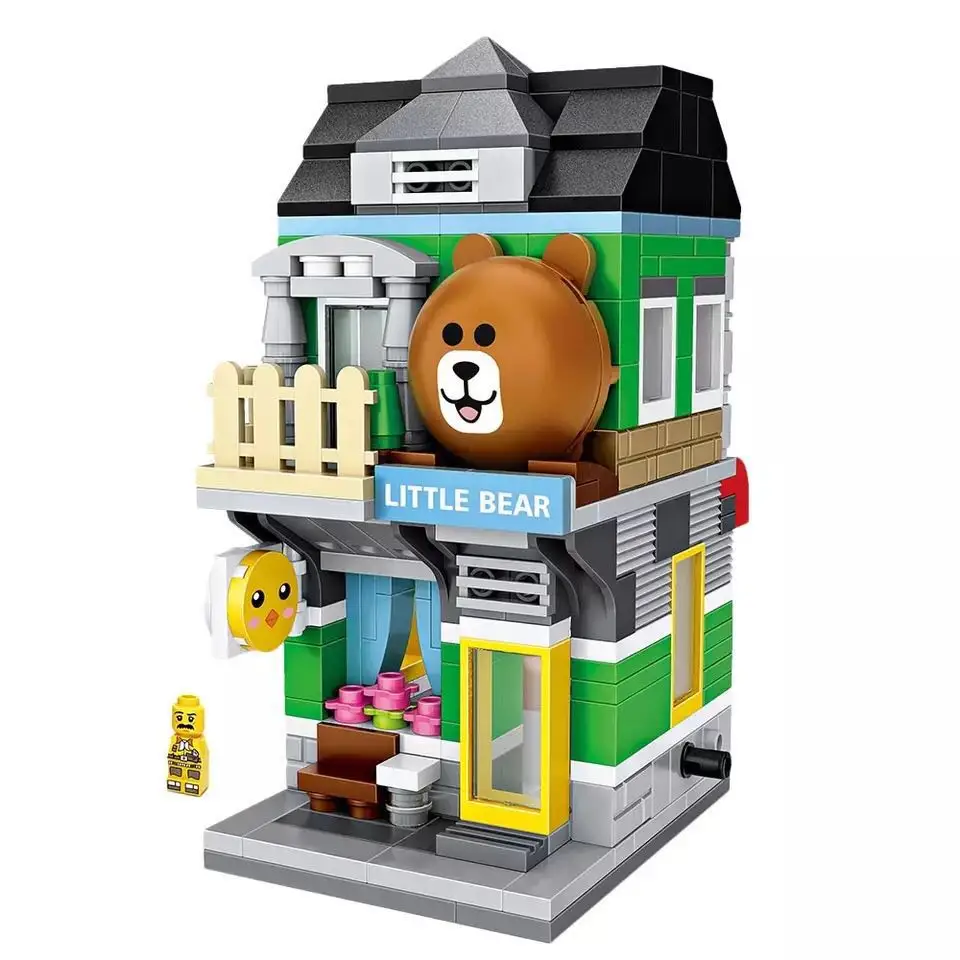 2018 New LOZ Mini Blocks Street Shop View DIY Building Toys Cute Store coffee Auction Figure for Christmas Gift KidsToys | Игрушки и