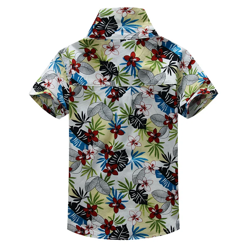 Рубашка из 100% хлопка с цветочным принтом гавайская рубашка для мальчиков T1517|shirts